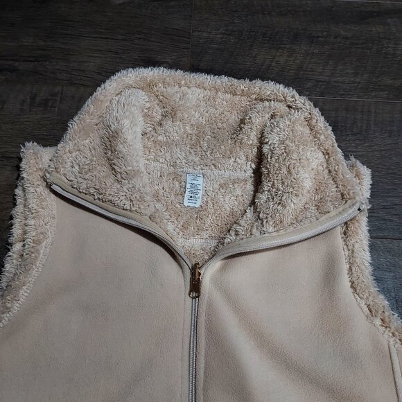Calvin Klein Full Zip Sherpa Vest Jacket Women Size Large Tan Fleece - Picture 7 of 15